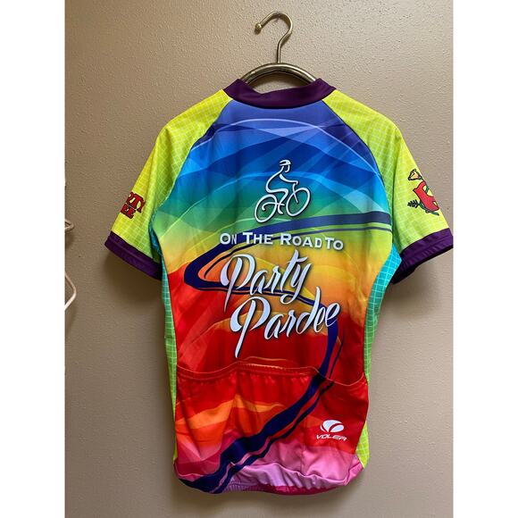 Voler Shirt Jersey Cycling Touring Full Zip Colorful Party Pardee Men's Size Lg - Picture 2 of 12